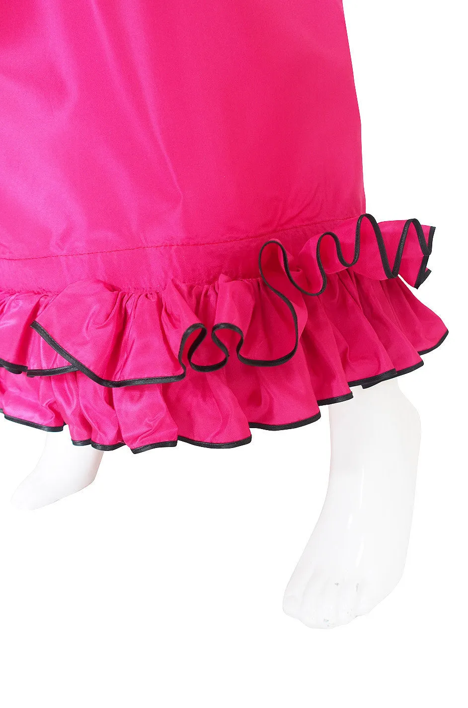 1973 Yves Saint Laurent Pink Silk Ruffle Set