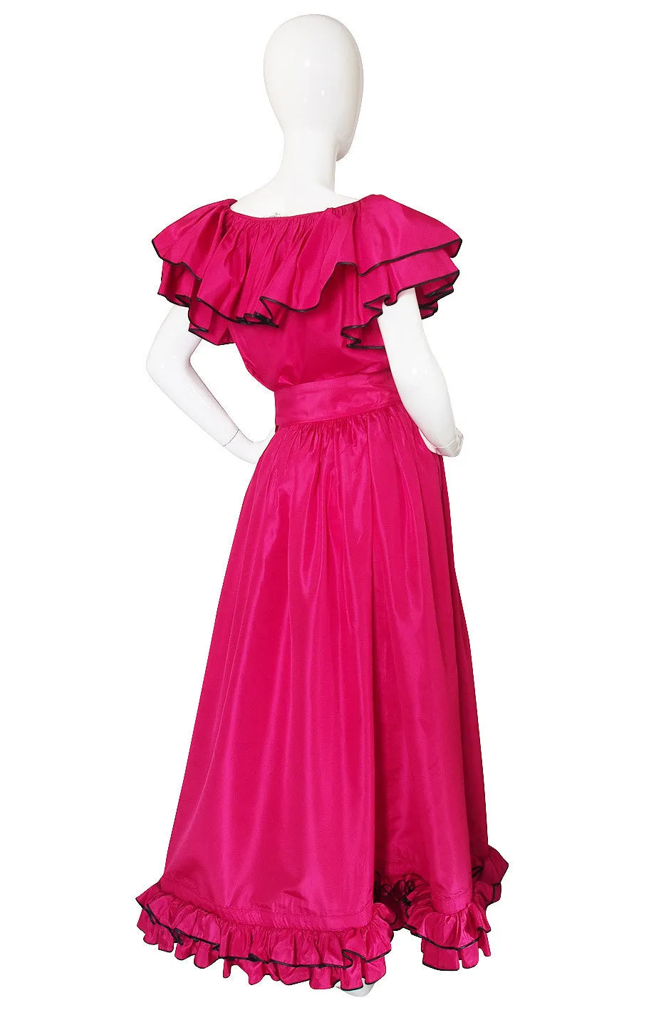 1973 Yves Saint Laurent Pink Silk Ruffle Set