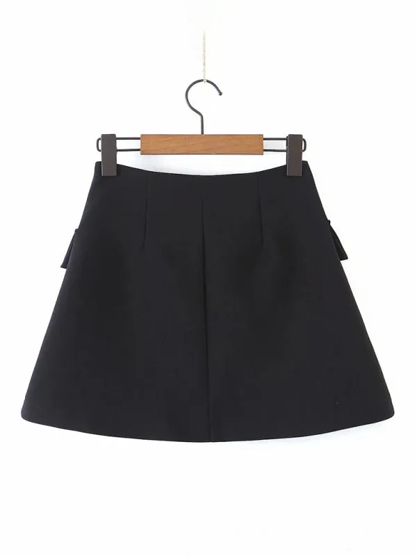 2-Piece Summer Business Suit with Crop Blazer & Wrap Midi Skirt