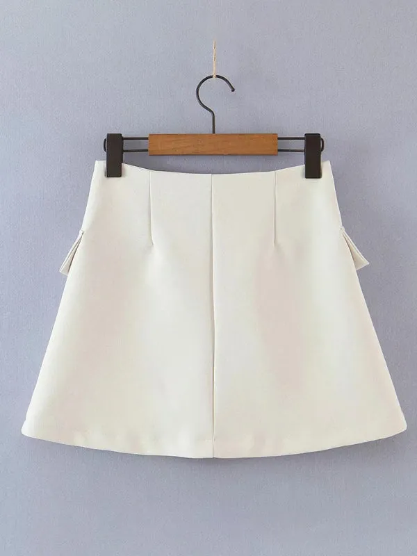 2-Piece Summer Business Suit with Crop Blazer & Wrap Midi Skirt