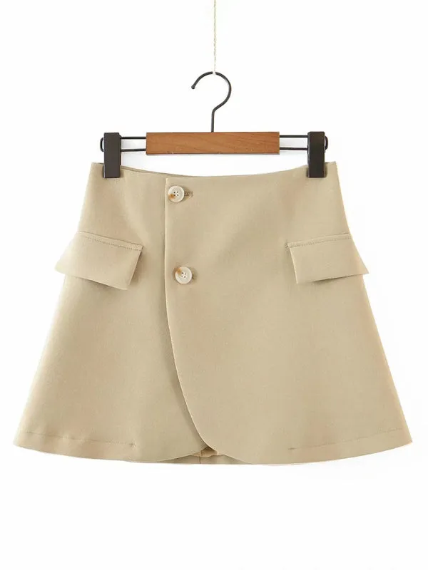 2-Piece Summer Business Suit with Crop Blazer & Wrap Midi Skirt