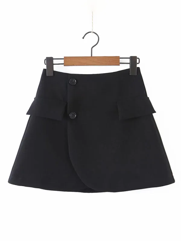2-Piece Summer Business Suit with Crop Blazer & Wrap Midi Skirt