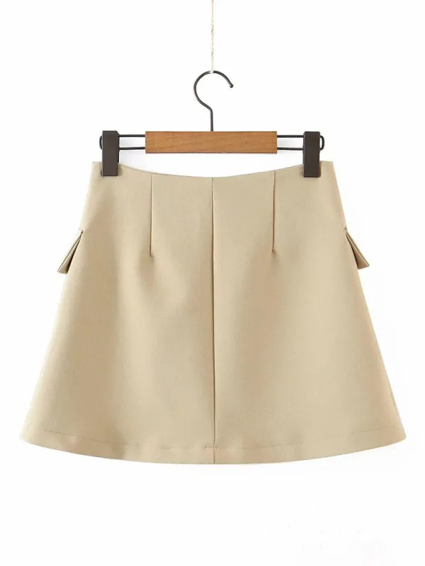 2-Piece Summer Business Suit with Crop Blazer & Wrap Midi Skirt