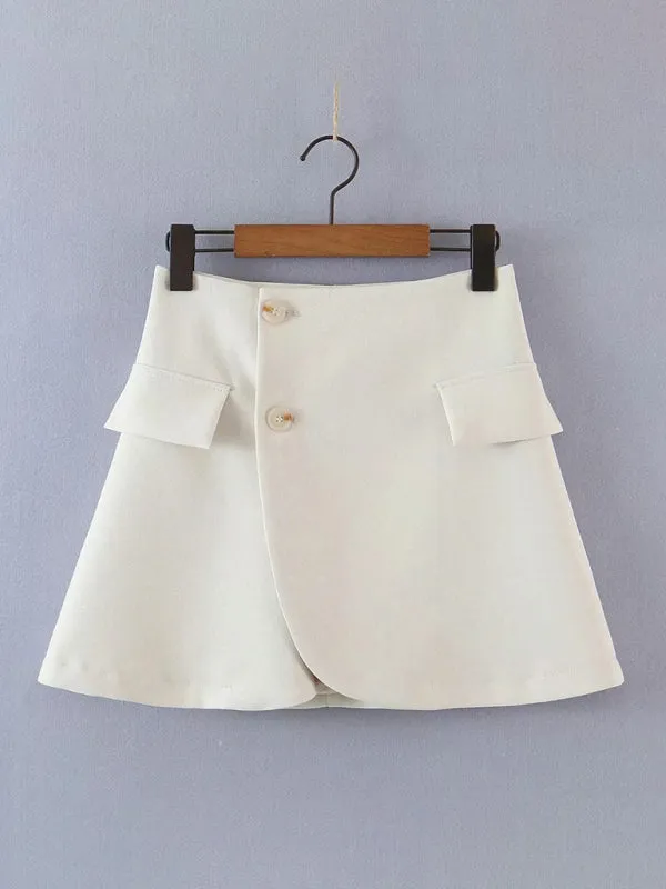 2-Piece Summer Business Suit with Crop Blazer & Wrap Midi Skirt