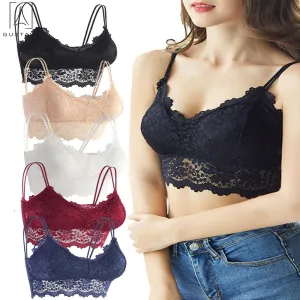 5 Pack Women Sexy Lace Padded Camisole V Neck Crochet Bralette Half Bra Spaghetti Strap Crop Tops Vest