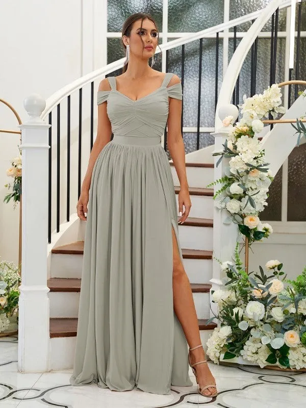 A-Line/Princess Jersey Ruffles Sweetheart Sleeveless Floor-Length Bridesmaid Dresses