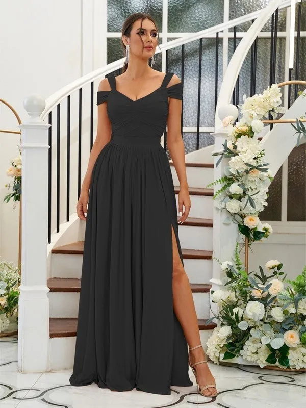 A-Line/Princess Jersey Ruffles Sweetheart Sleeveless Floor-Length Bridesmaid Dresses