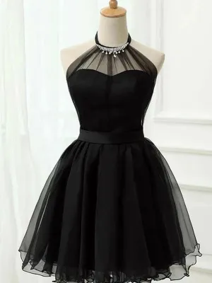 A-Line/Princess Tulle Ruffles Halter Sleeveless Short/Mini Dresses