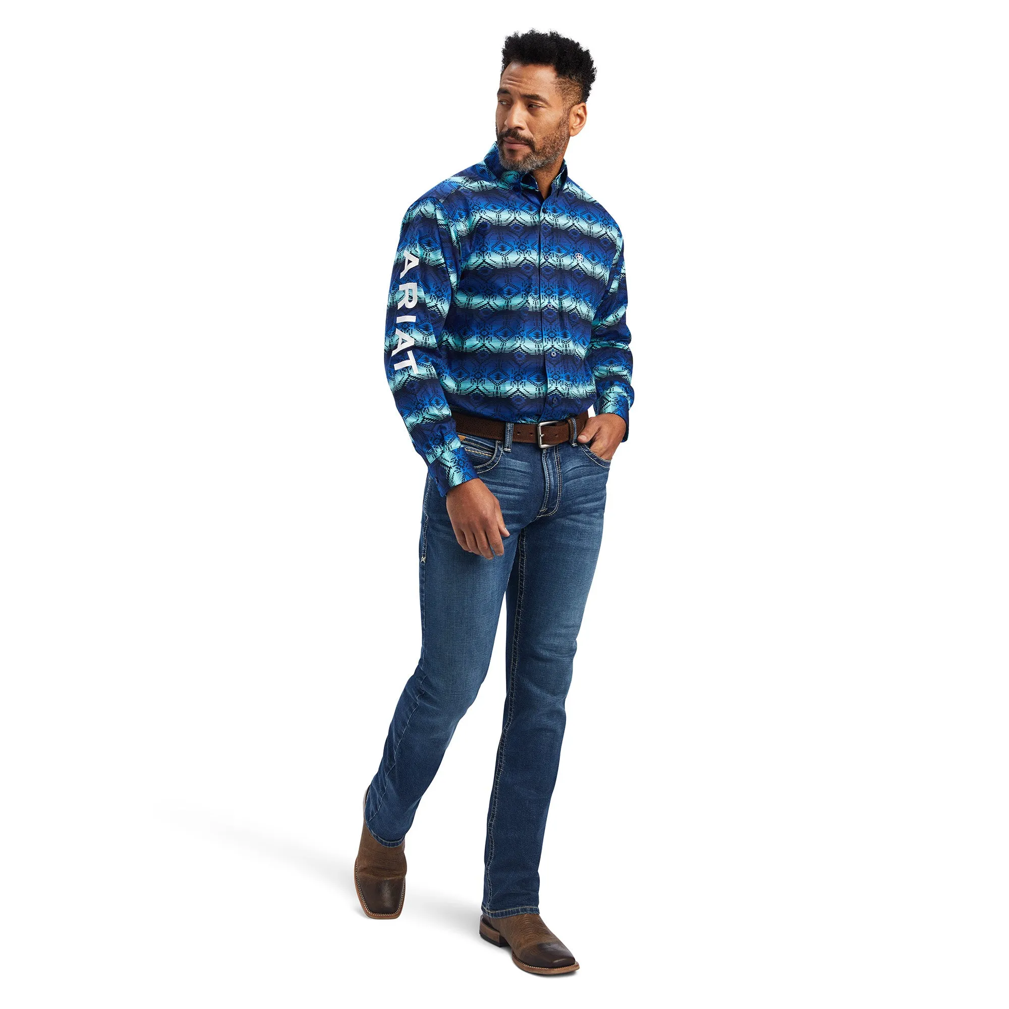 Ariat® Men's Olympian Blue Team Maison Button Down Shirt 10041782