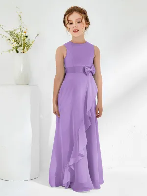 Bateau Neckline Ruffle Junior Bridesmaid Gowns Tahiti