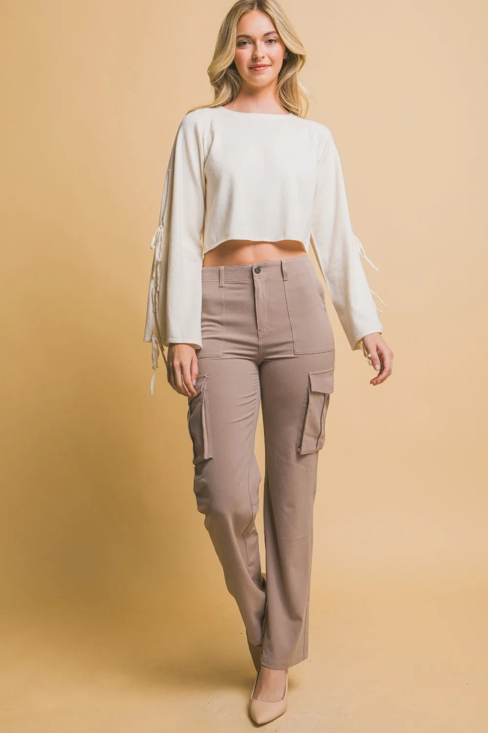 Blue Zone Planet |  Love Tree High Rise Cargo Pants with Pockets