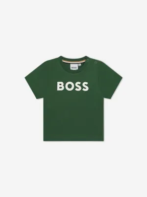 BOSS Baby Boys Logo Print T-Shirt in Green