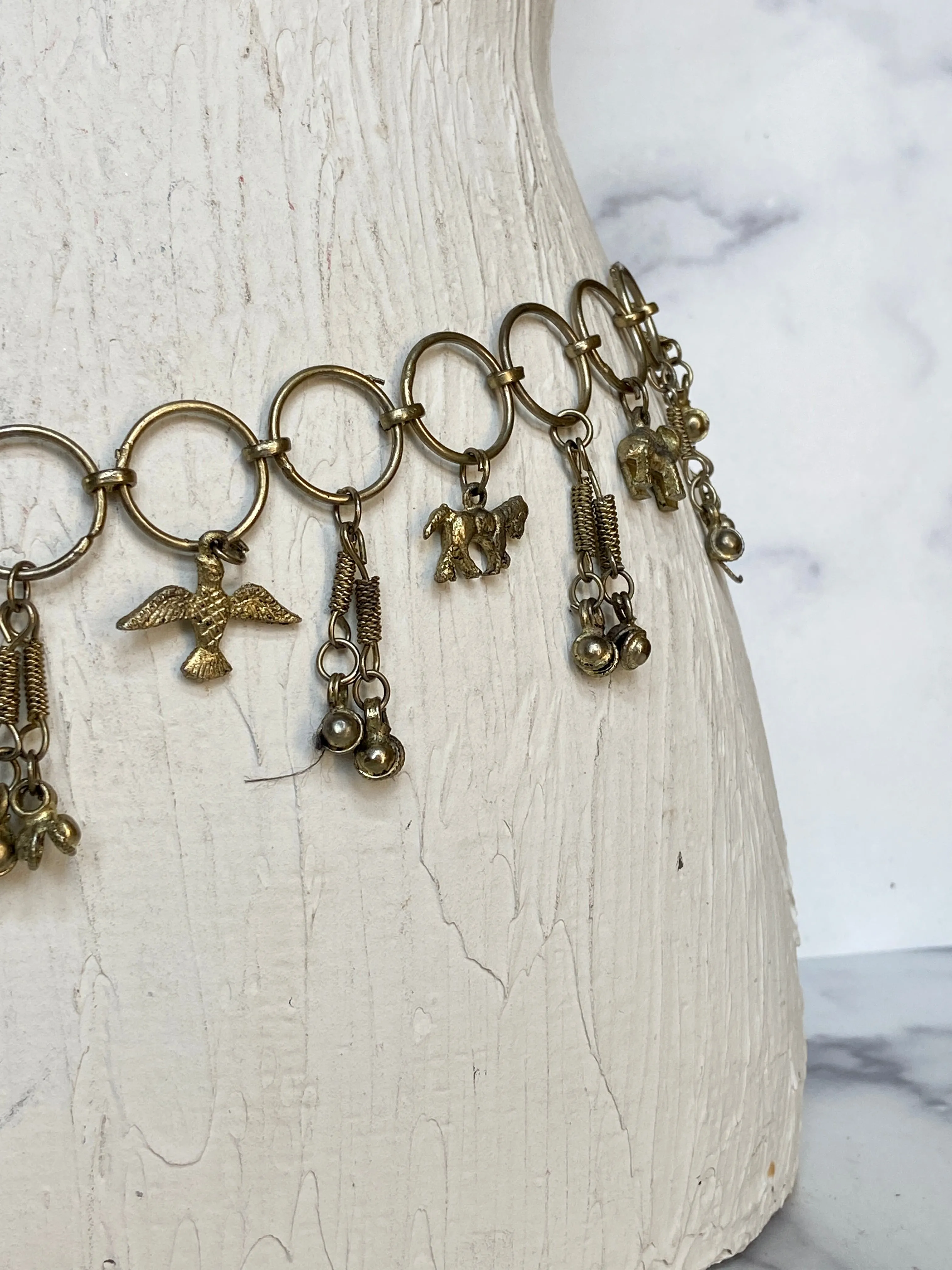 Bronze vintage chain animals design belt