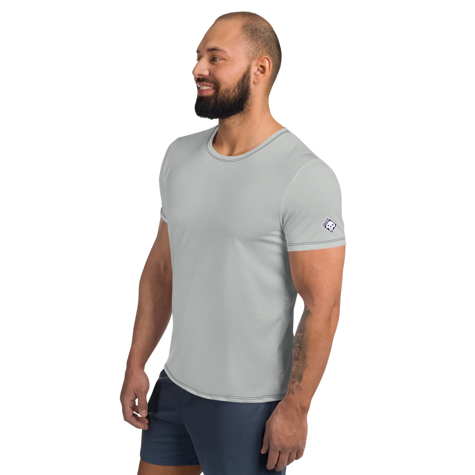 Classic Design Men's Rash Guard - Short Sleeve Solid Color Performance Wear - Smoke