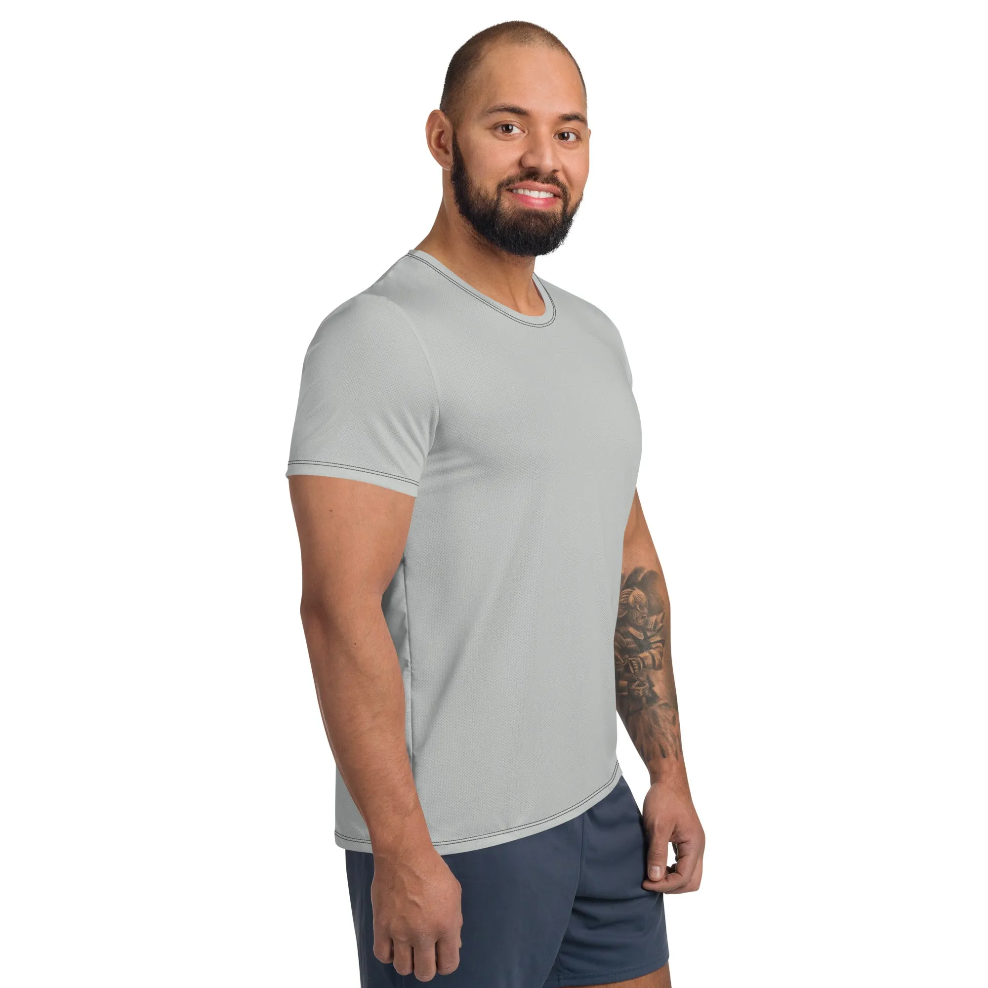 Classic Design Men's Rash Guard - Short Sleeve Solid Color Performance Wear - Smoke