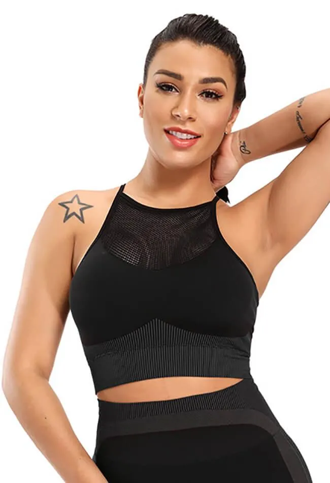 Contrast Mesh Seamless Sports Bra