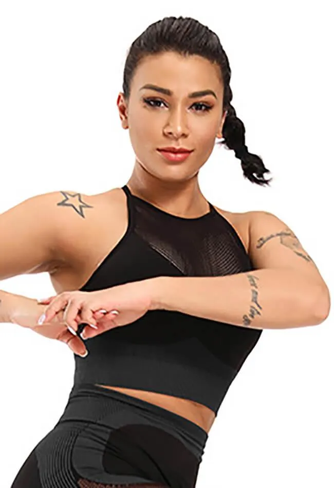 Contrast Mesh Seamless Sports Bra