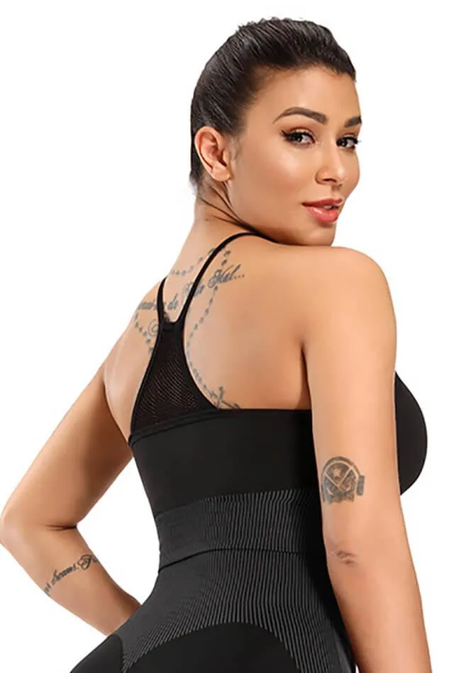 Contrast Mesh Seamless Sports Bra