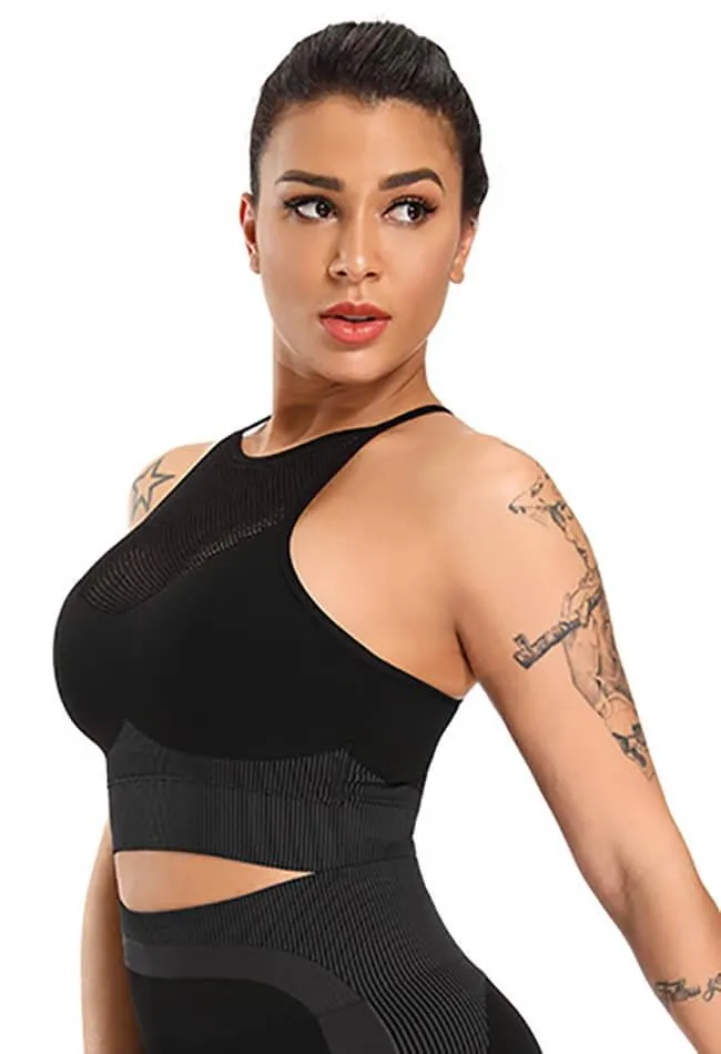 Contrast Mesh Seamless Sports Bra