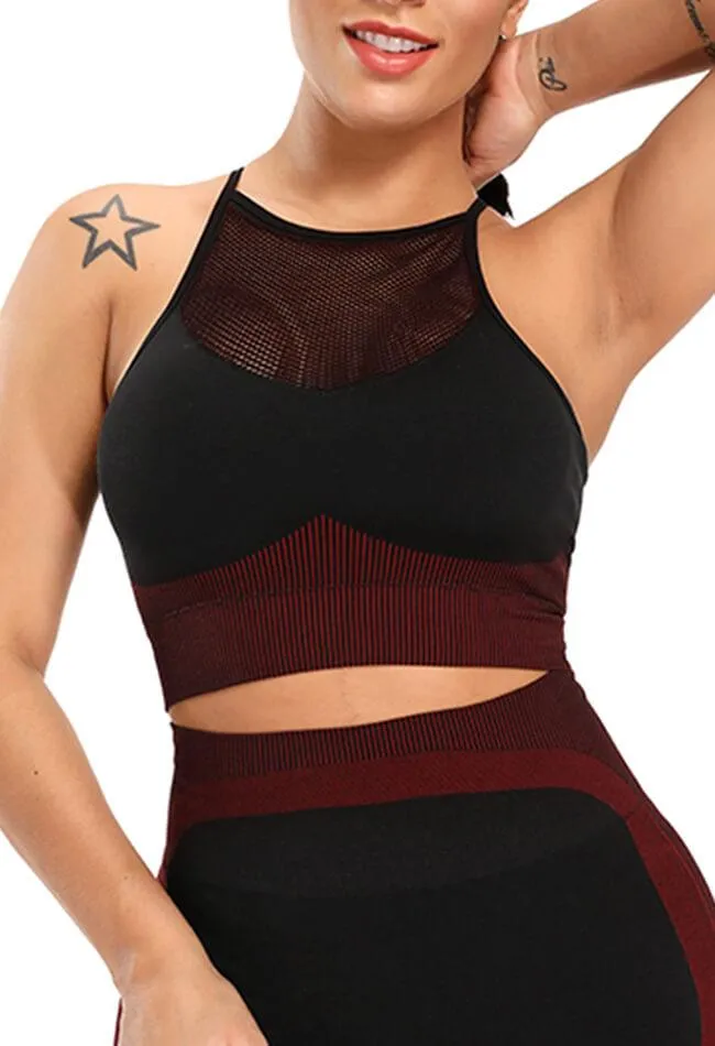 Contrast Mesh Seamless Sports Bra