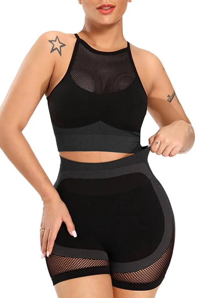 Contrast Mesh Seamless Sports Bra