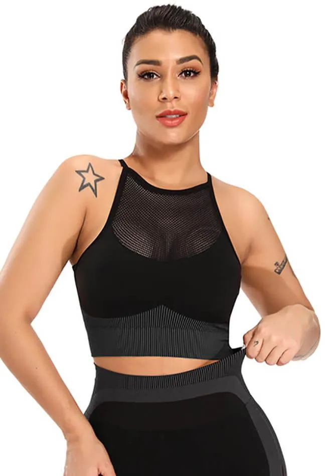 Contrast Mesh Seamless Sports Bra