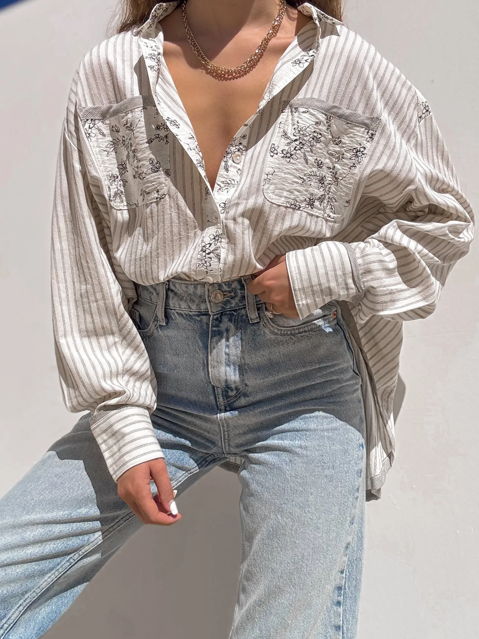 Cool Breeze Floral Button Down