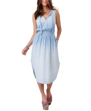 Democracy Womens Sleeveless Ruched Neck Smocked Waist Woven Dress