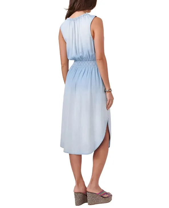 Democracy Womens Sleeveless Ruched Neck Smocked Waist Woven Dress