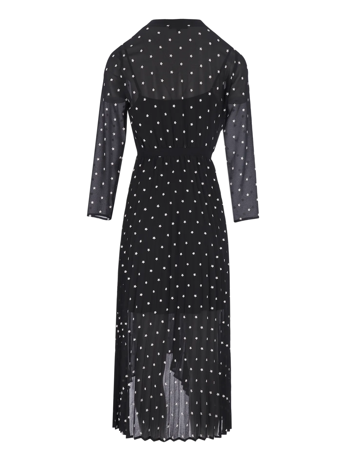 embroidered pleated maxi dress