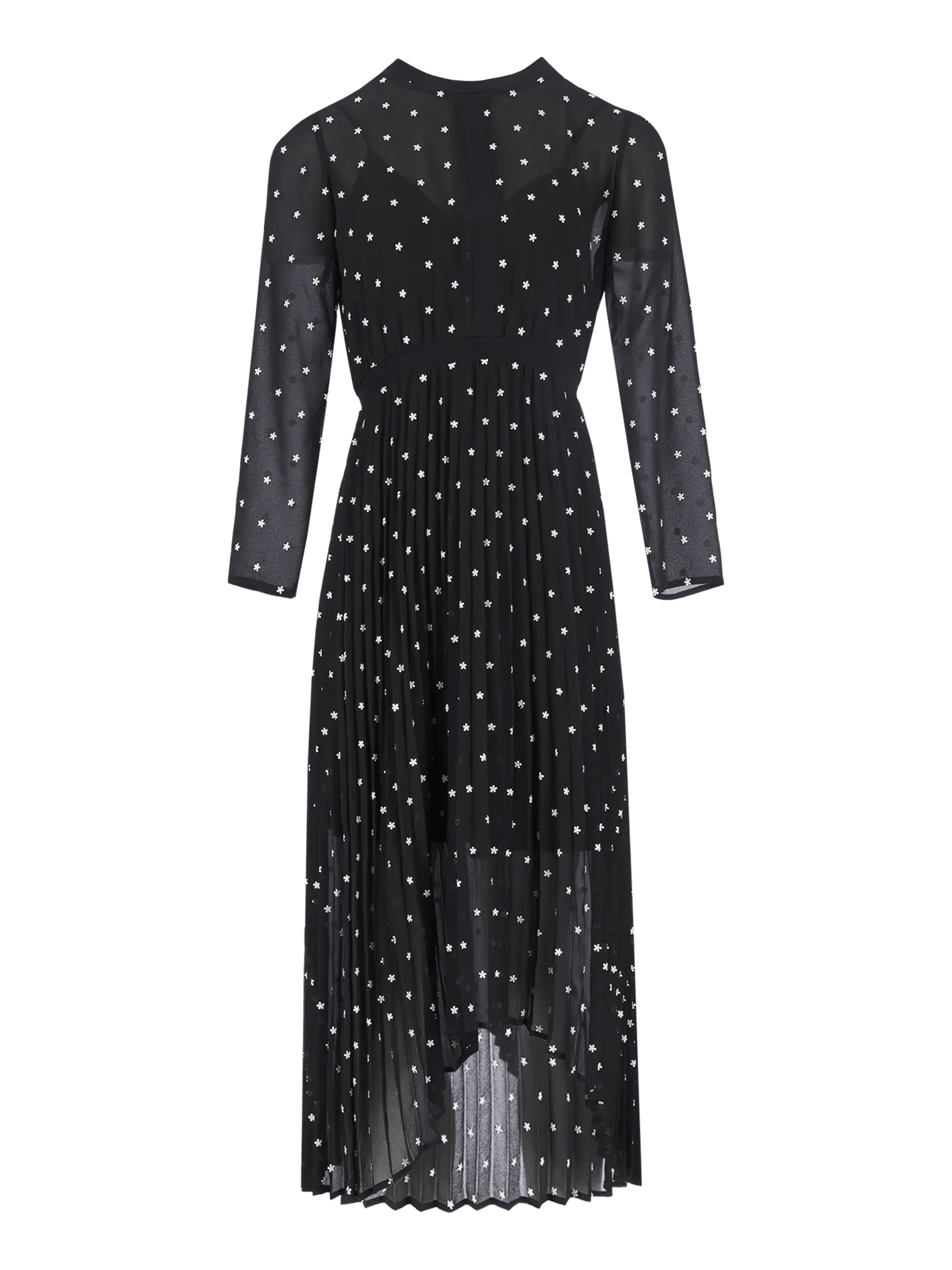 embroidered pleated maxi dress