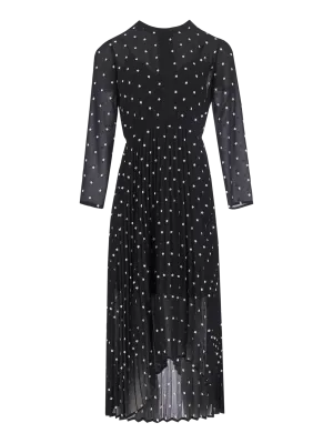 embroidered pleated maxi dress