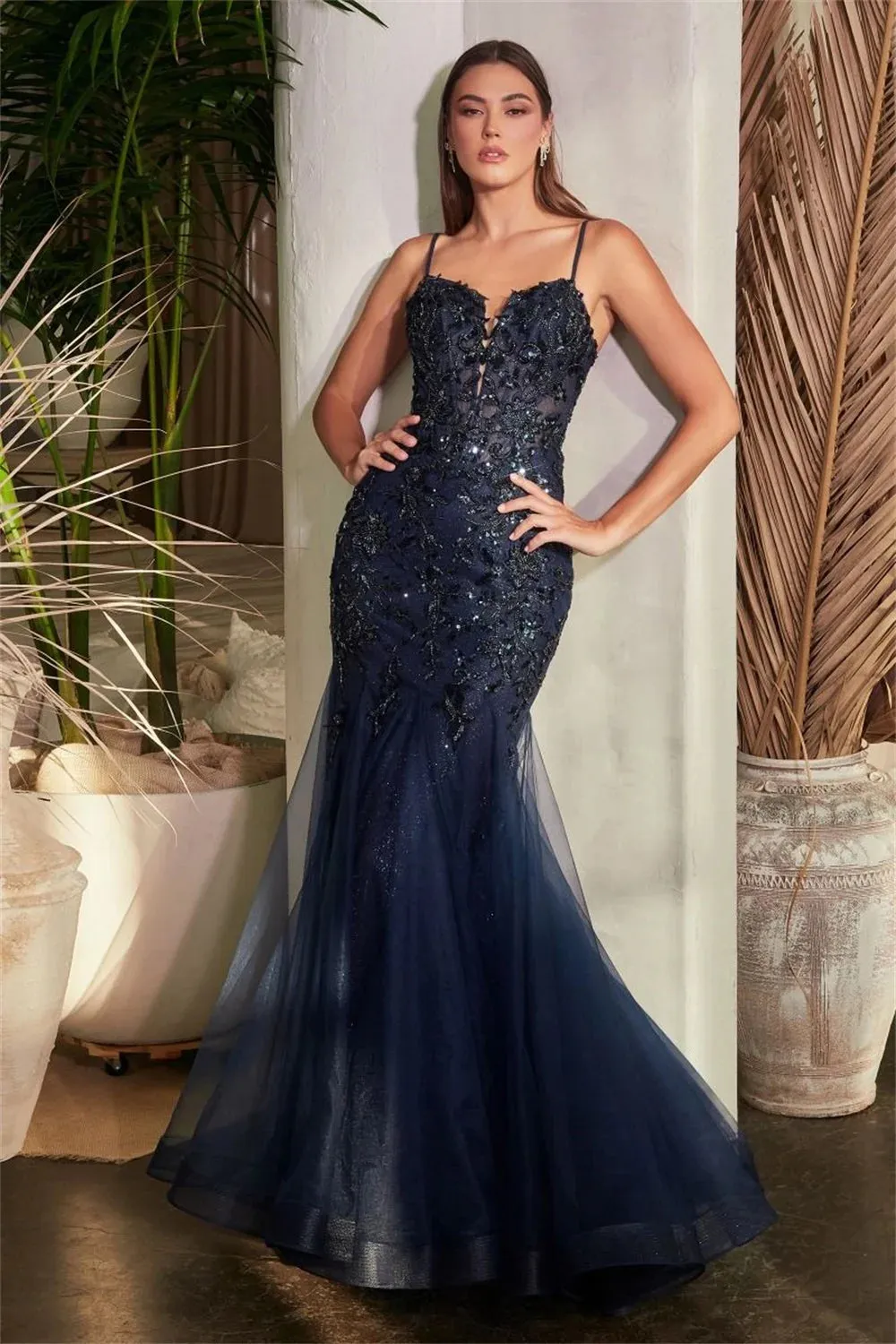 Embroidery Lace Patchwork Mermaid Tulle Dress