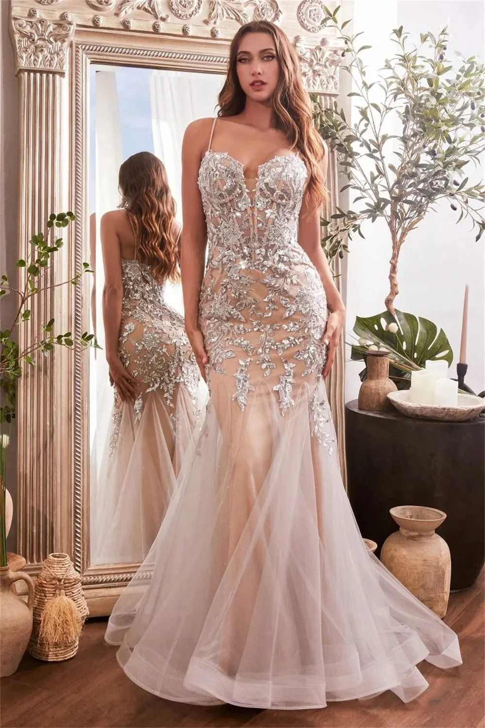 Embroidery Lace Patchwork Mermaid Tulle Dress