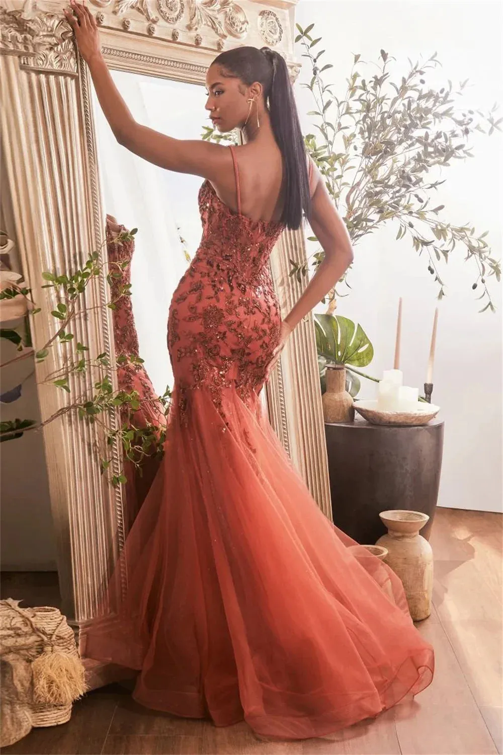 Embroidery Lace Patchwork Mermaid Tulle Dress