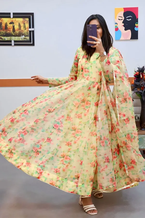 Floral Anarkali Gown For Girls