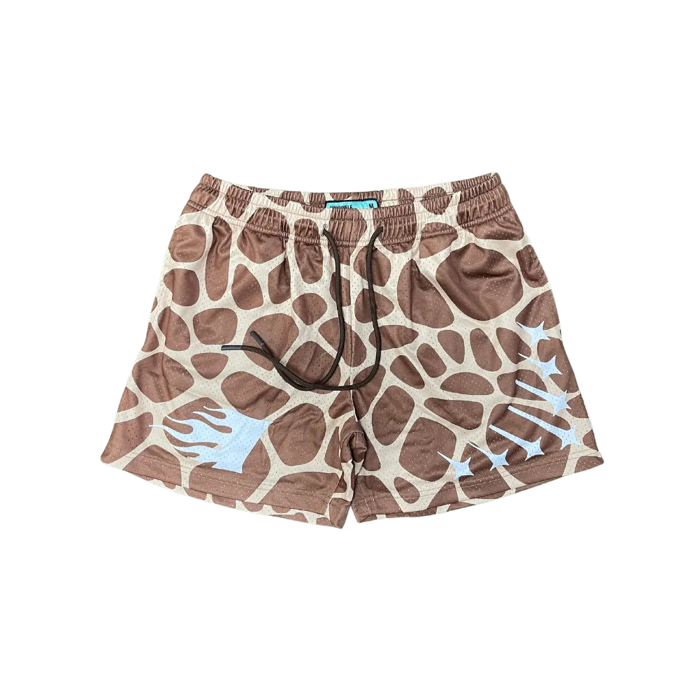 Giraffe Print Mesh Shorts
