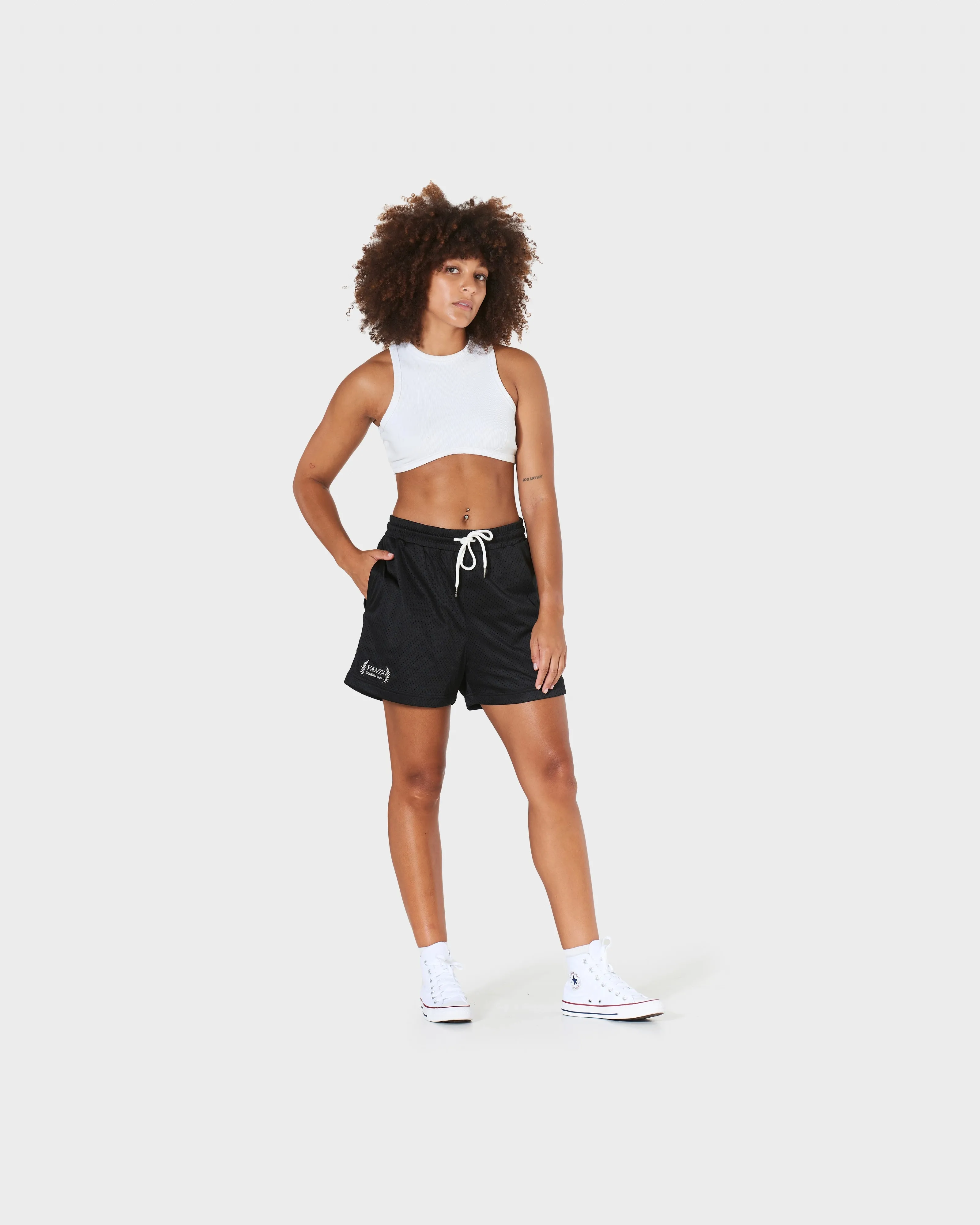 GIRLS MESH TRAINING SHORTS - BLACK