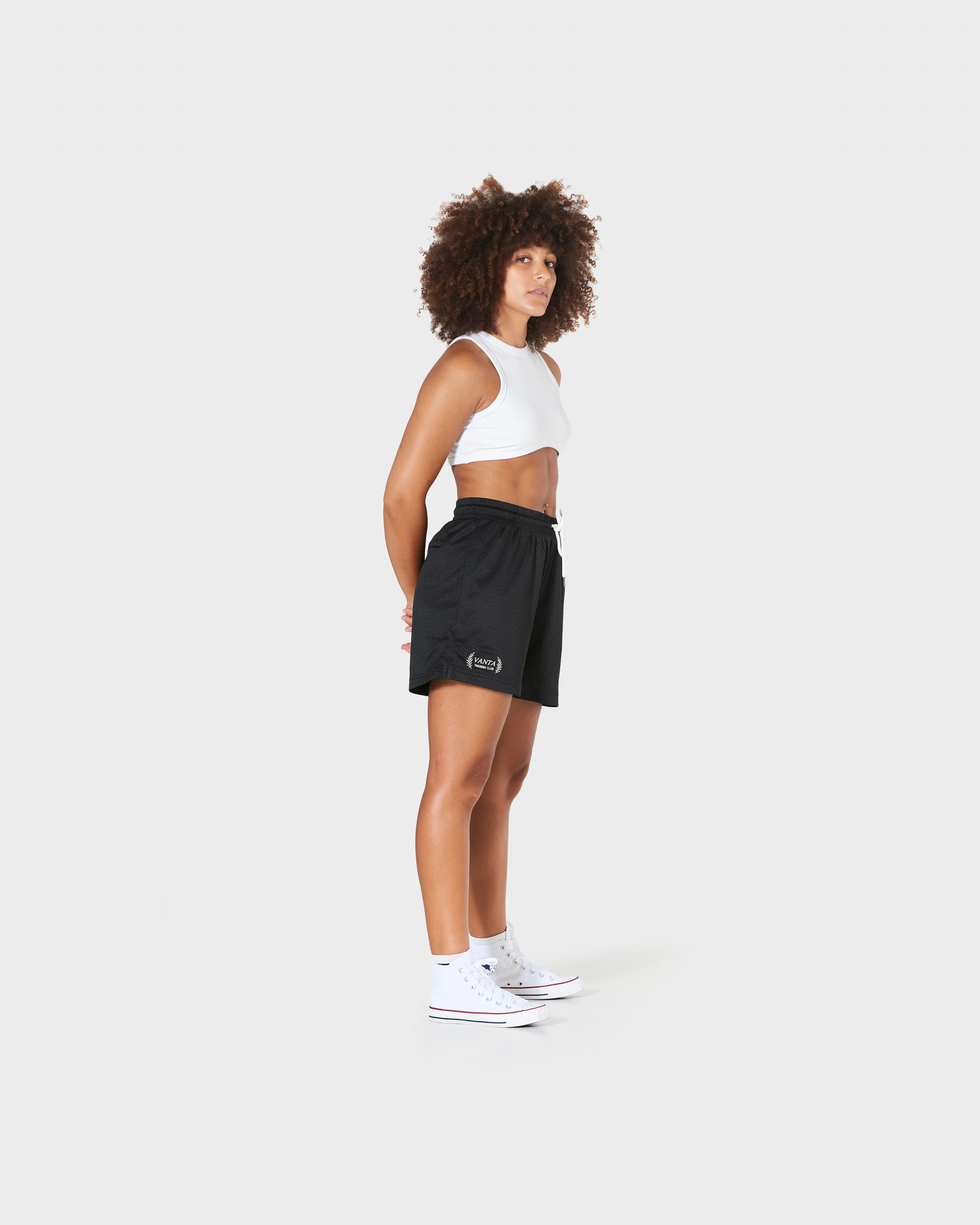 GIRLS MESH TRAINING SHORTS - BLACK