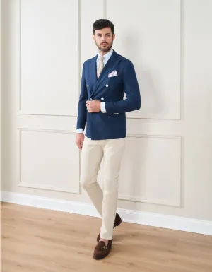 HOPSACK DOUBLE BREASTED BLAZER WITH PEARL BUTTONS