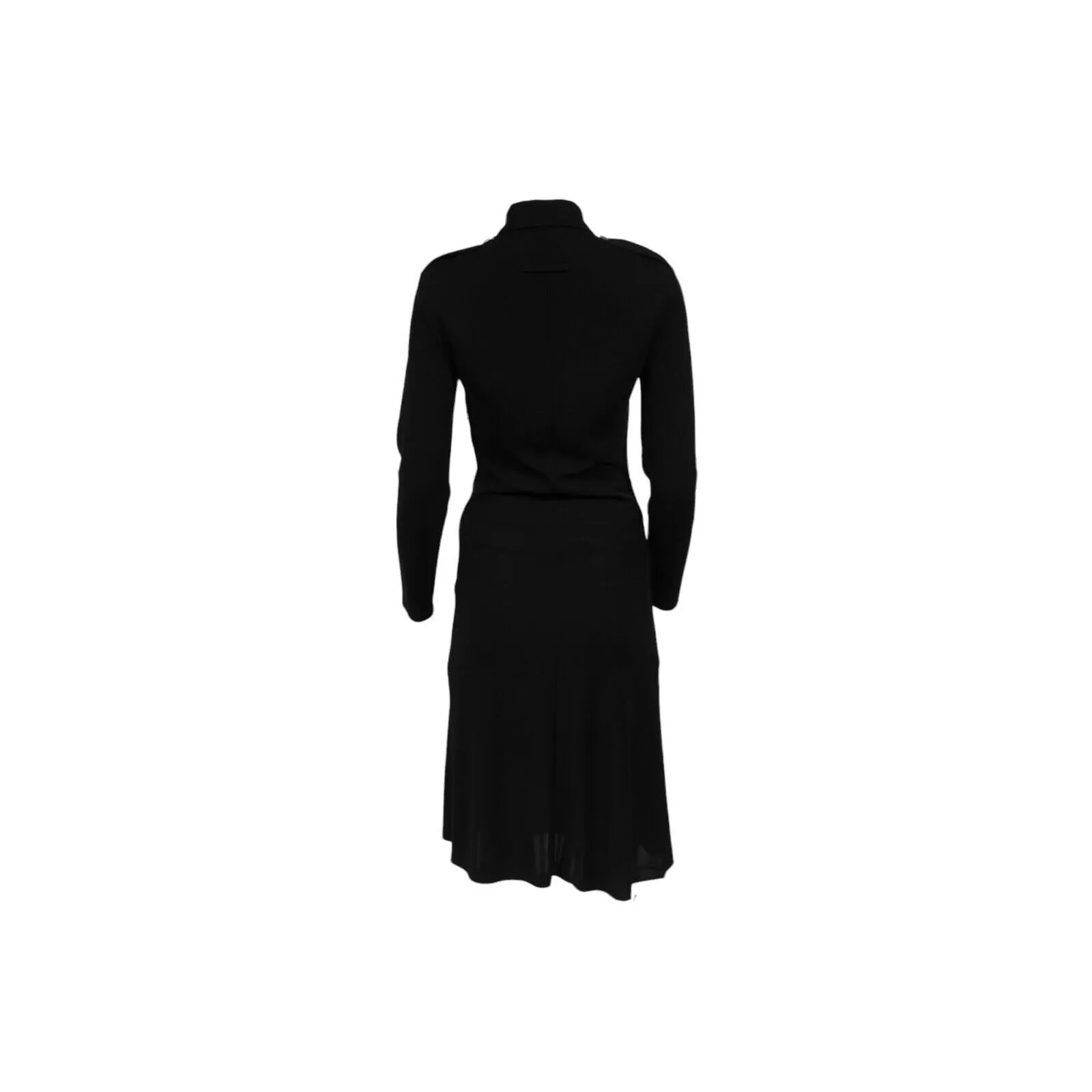 Jean Paul Gaultier Military Midi Dress US 8 Black Collared Long Sleeve