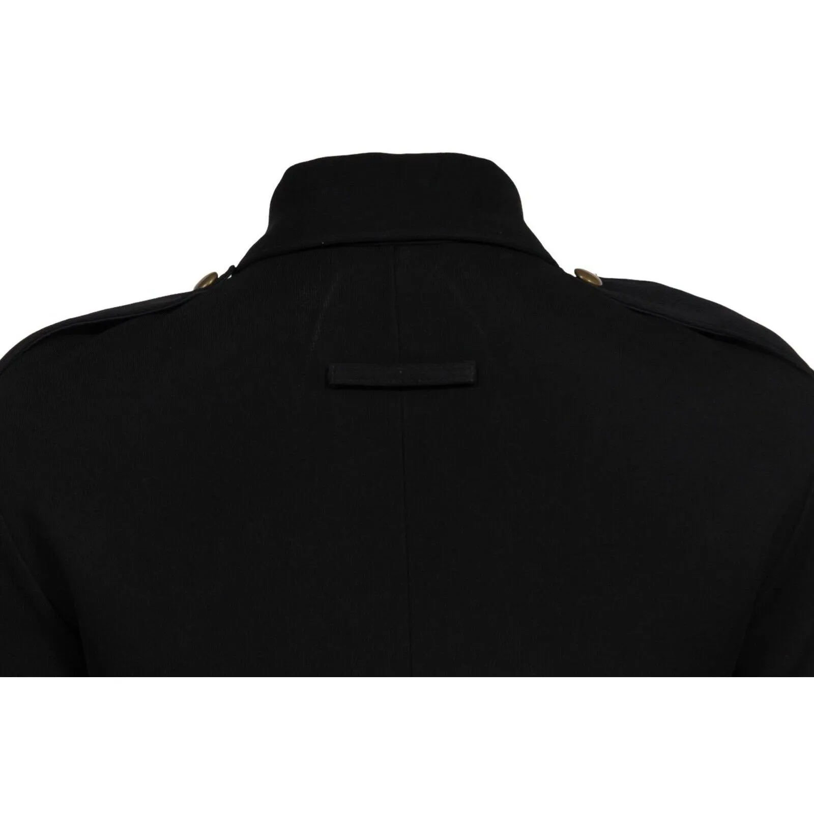 Jean Paul Gaultier Military Midi Dress US 8 Black Collared Long Sleeve