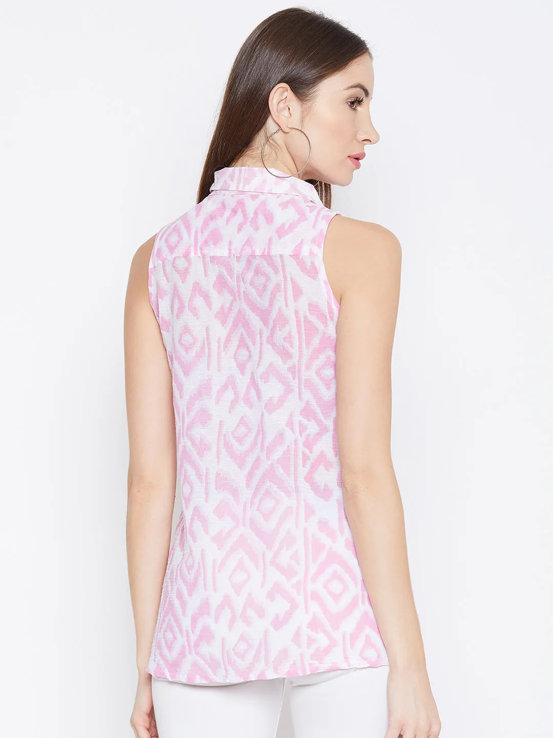 JUMP USA Women White & Pink Printed Casual Shirts