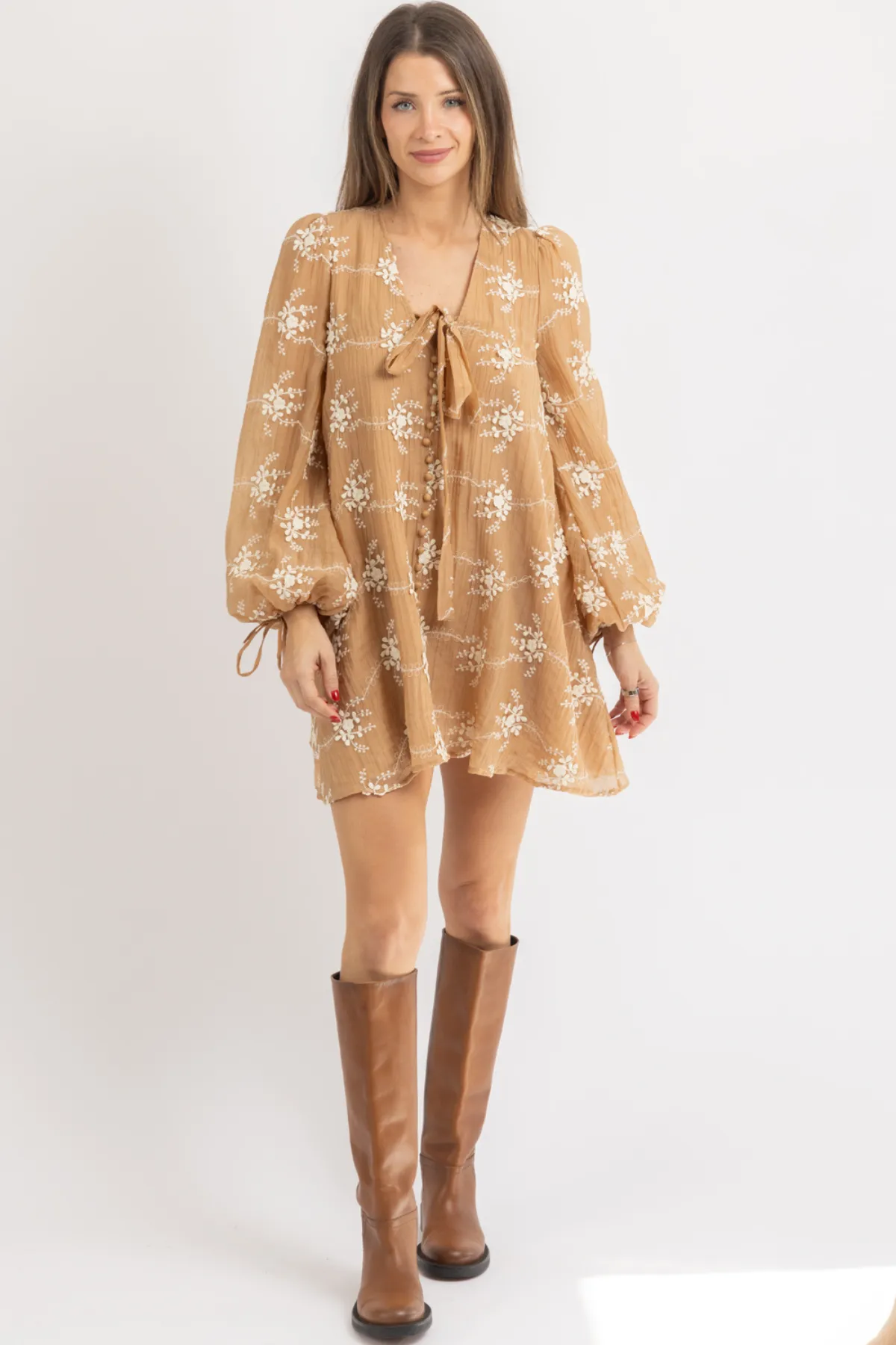 KEELY EMBROIDERED MINI DRESS