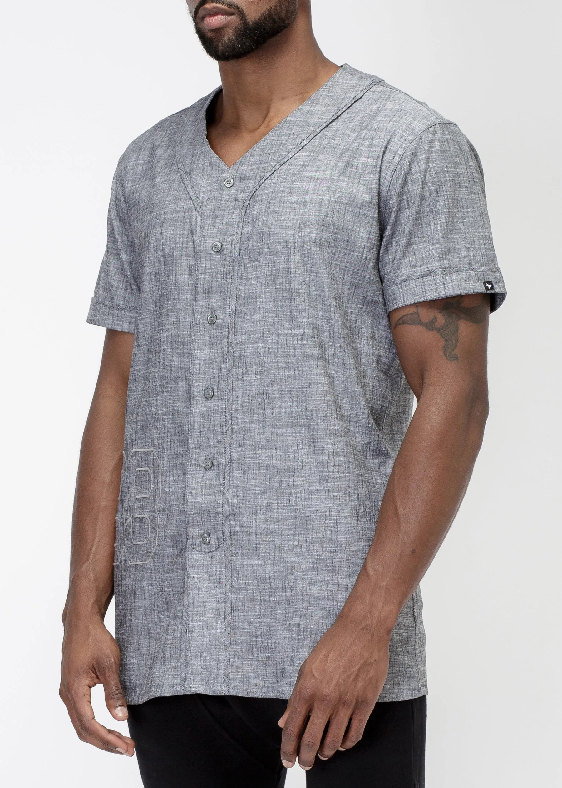 Konus Men's Short Sleeve Baseball Shirt In Charcoal