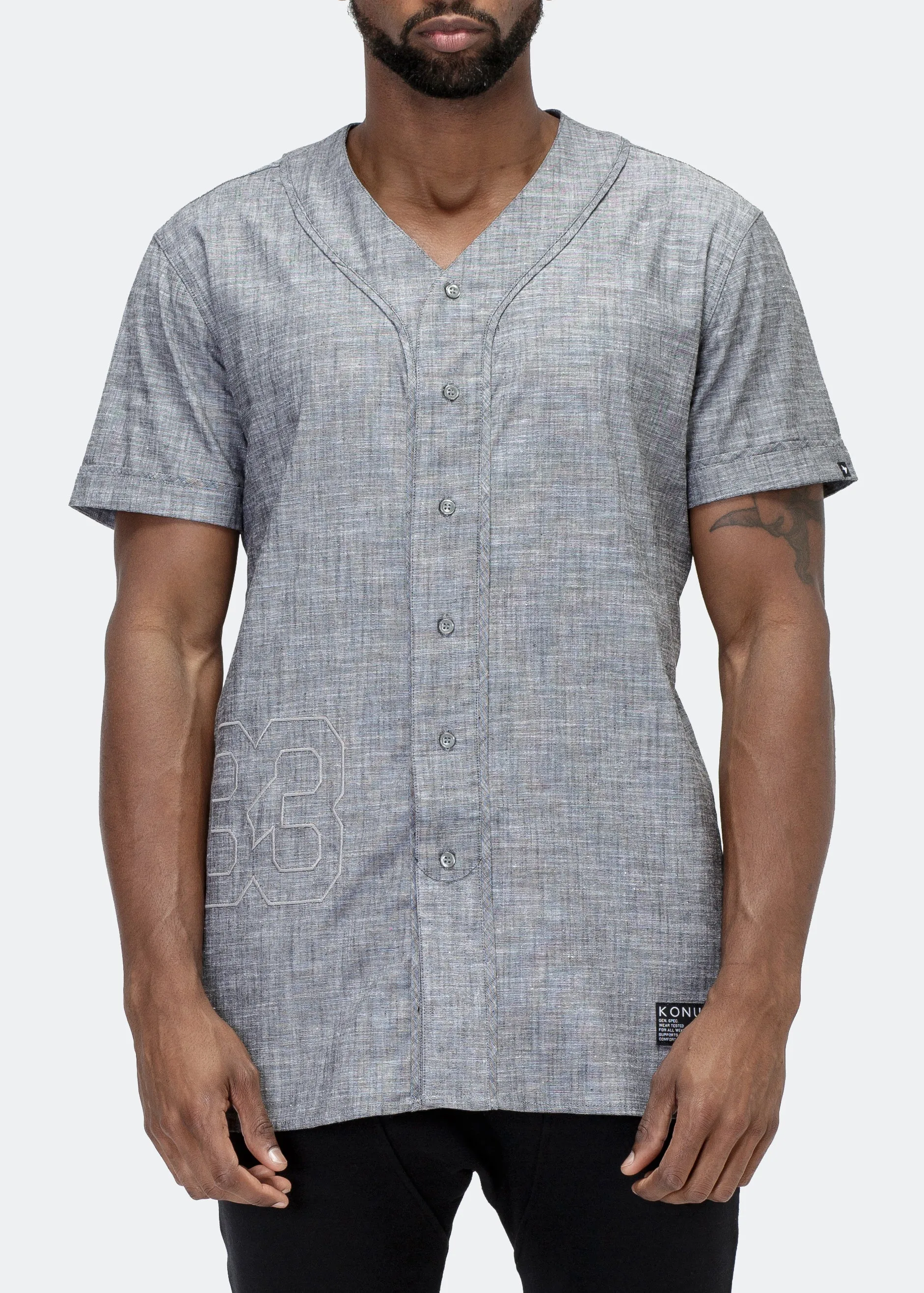 Konus Men's Short Sleeve Baseball Shirt In Charcoal