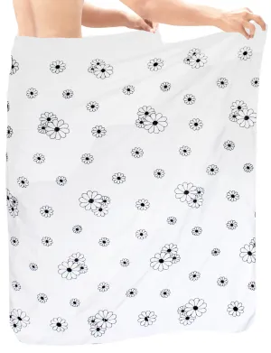 La Leela Men's Hawaiian Beach Wrap Sheer Sarong Swimming Bathing Suit Towel Beachwear Swim Pareo Cover up Long 72"X42"  White 138152