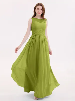 Long Chiffon Gowns with Illusion Neckline-Clover Plus Size