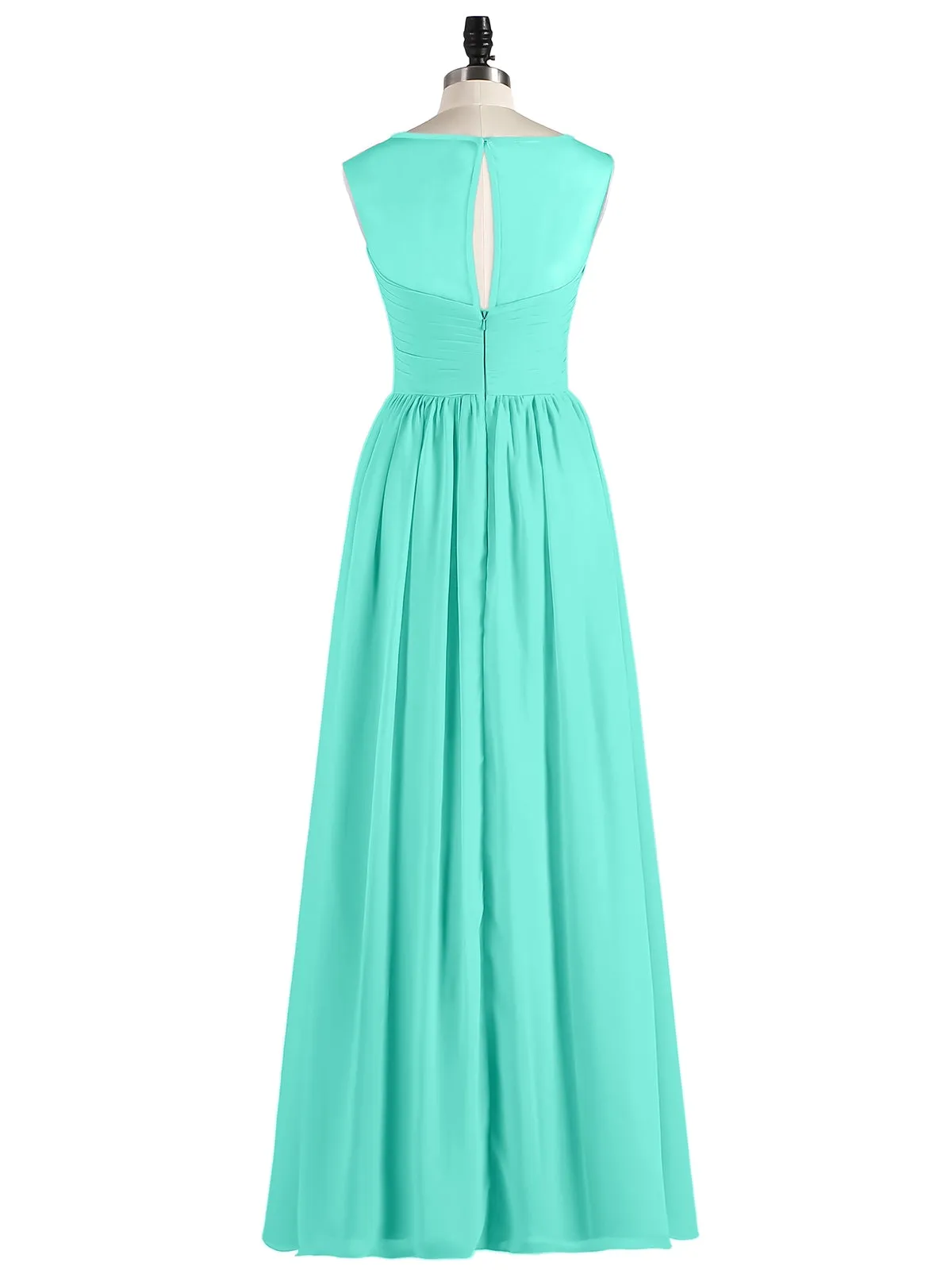 Long Chiffon Gowns with Illusion Neckline-Spa