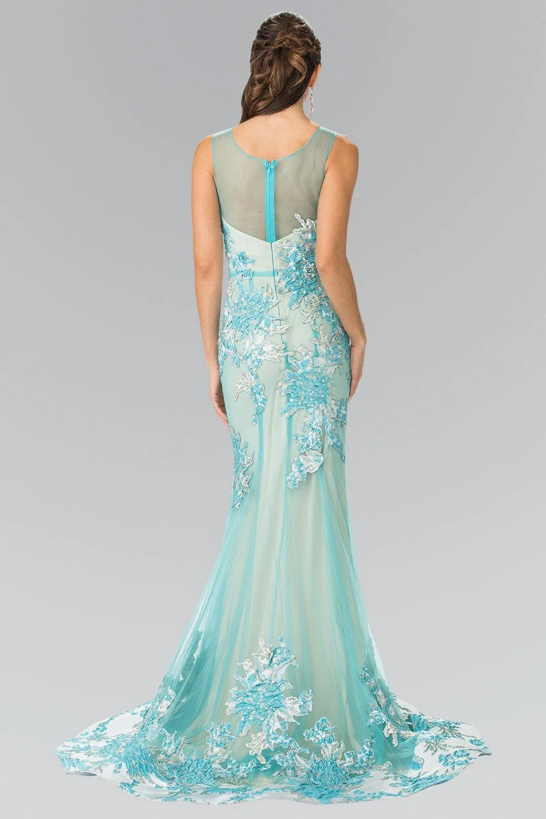 Long Illusion Mermaid Gown with Embroidery by Elizabeth K GL2335